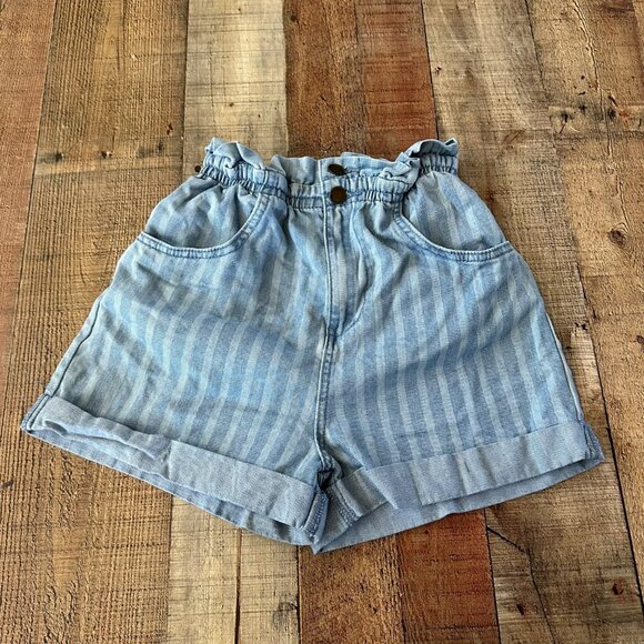Billabong Womens Striped Denim Shorts With Elastic Waist & Pockets size small - Picture 1 of 9